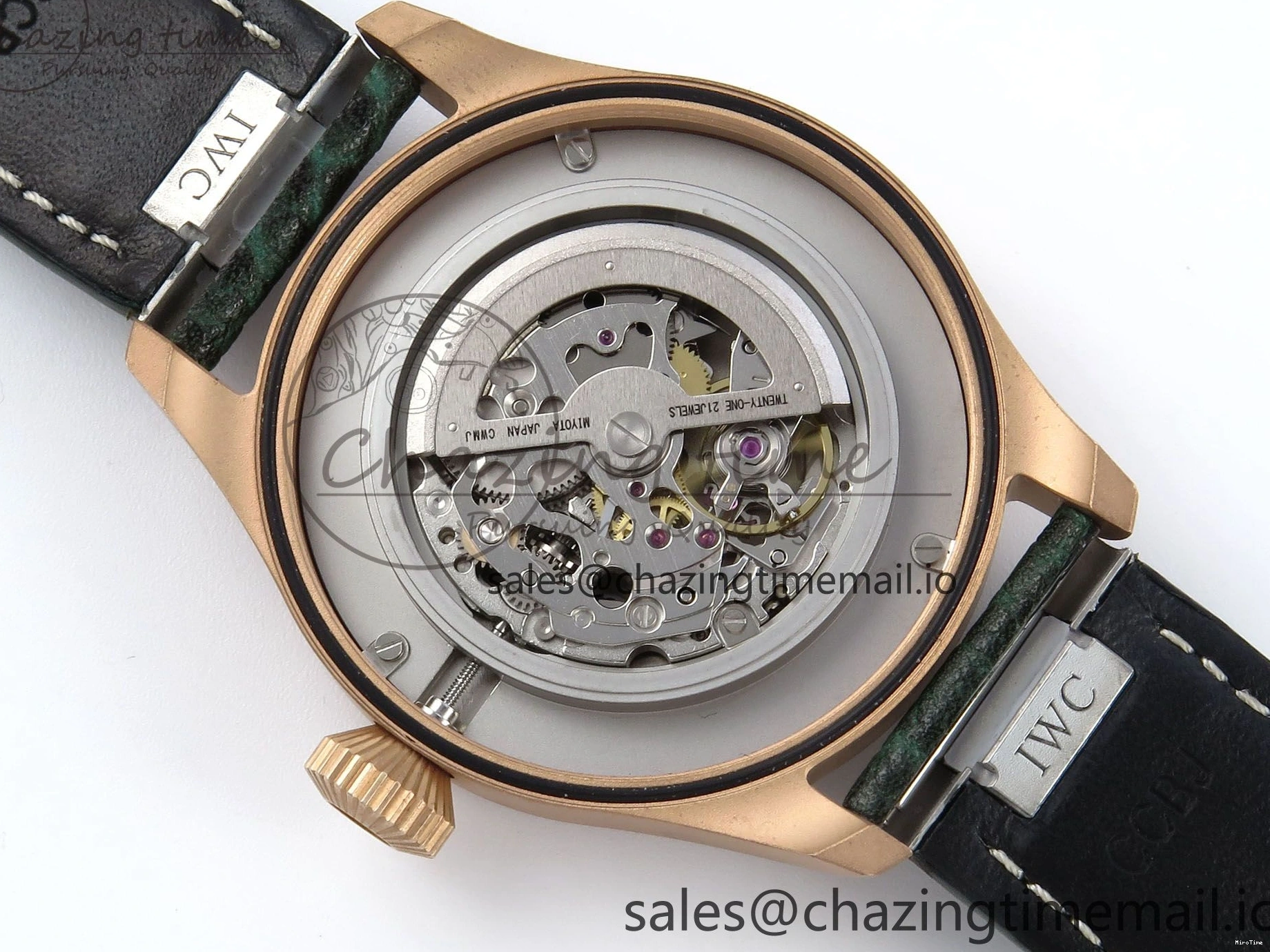 MIROTIME 0307 Durable Big Pilot IW329702 M+F 1:1 Best Edition Green Dial on Green Leather Strap MY 7006